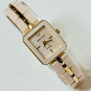 Anne Klein Diamond MOP Women's Gold Cream Ceramic Bracelet Watch AK/3304